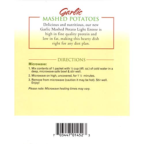Healthsmart High Protein Instant Creamy Garlic Mashed Potatoes, 11G Protein, Low Calorie, Lower Carb, Low Fat, No Gluten Ingredients, Quick & Easy Meal, Portion Controlled Servings, 7 Count Box #TOP3
