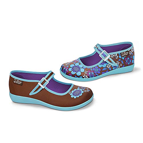 Image of Hot Chocolate Design Chocolaticas Funky Ballerina Mary Jane for Women, Blue Flowers, 8 Women