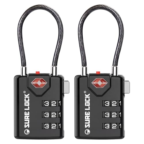 SURE LOCK TSA Compatible Travel Luggage Locks,...