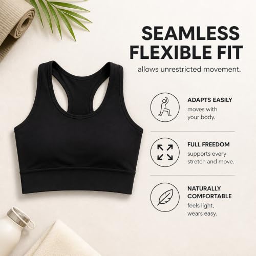 Image of Sports Bra for Women | Non-Padded High Support Gym, Yoga & Running Bra | Seamless Sweat-Wicking Polyester Workout Bra