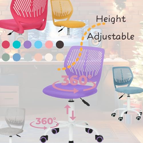 FurnitureR 1 sedia girevole per sala da pranzo, sedia da cucina, sedia imbottita, sedia girevole, comoda sedia con ruote, schienale, sedia senza maniche per sala da pranzo, soggiorno, viola - 4