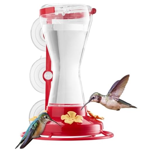 Twinkle Star Window Hummingbird Feeder Suction Cup, Window Mount, 20fl.oz, 4 Feeding Ports, Hummingbird feeders for Outdoors Hanging with S Hook, Best Gift, Garden Decor, incl.S Hook