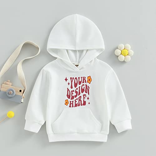 Twopumpkin Toddler Baby Girl Hooded Sweatshirt Letter Print Hoodies Long Sleeve Sweater Shirt Fall Outfits Winter Clothes (Your Design Here White, 18-24 Months) #TOP1