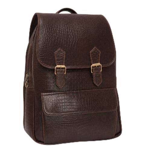 Image of Full-Grain Natural Genuine Pure Leather Laptop Backpack Bags for Mens Man and Women College Office Use Daypack Travel 16 Inch, Size: H-16 X L- 10 X W- 5 Inches