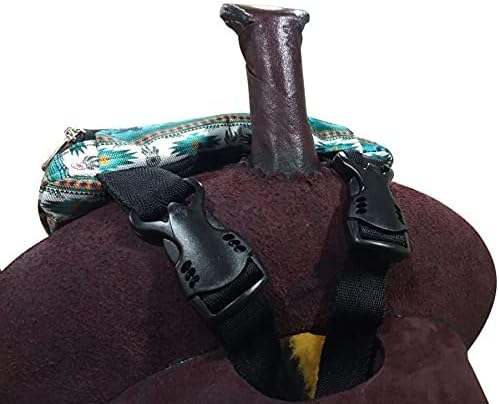 Teal Southwest Horse Design Insulated Nylon Saddle Pouch