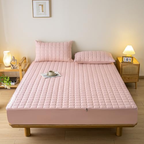 Protector de colchón acolchado con cremallera, tamaño doble/king, impermeable, con funda total de 360°, lavable y antipolvo, cubrecolchón pequeño doble/individual (150 x 200 + 25 cm, jade)