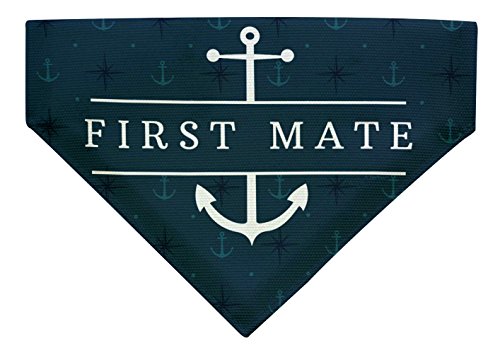 ThisWear Nautical Dog Clothes First Mate Dog Bandana Pet Collar Scarf Bib for Medium to Larger Dogs Blue