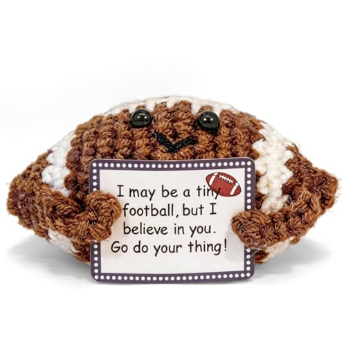 KATOCHUG Funny Crochet Football Gift for Football Dads and Moms, Emotional Support Mini Football Plush, Handmade Football Stuffed Animal, Mother’s Day Father’s Day Room Decor