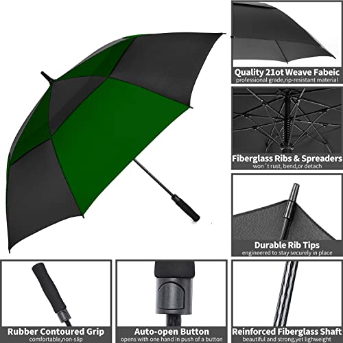Image of MRTLLOA Automatic Open Golf Umbrella, 62 /68 Inch Extra-Large Oversized Double Canopy Vented Windproof Waterproof Stick Rain Golf Umbrellas for Men and Women