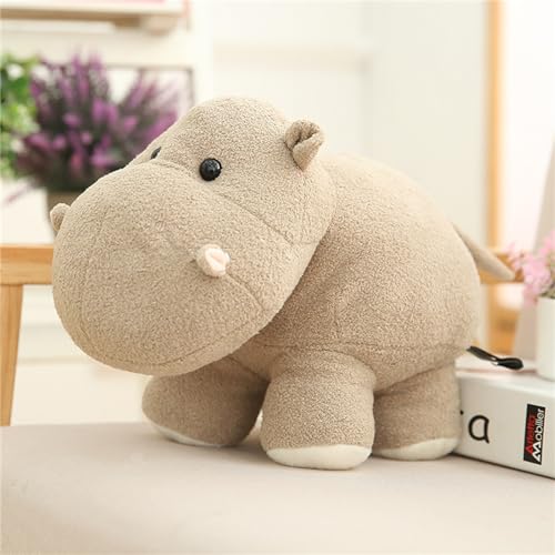 Uixxducc Kuscheltier Kinder Plüschtier Niedlich Elefanten Nilpferd Plüsch Spielzeug Weiche Flauschige Schmusekissen Kinderzimmer Deko Wurfkissen Geschenke (Nilpferd-B,25 cm)