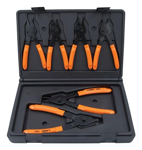 Lang Tools (3497 6-Piece Fixed Tip Combination Internal/External Snap Ring Pliers Set, Black, One Size