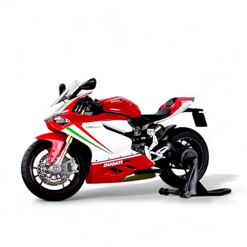 Image of Ducati 1199 superleggera Superbike Sporty Dyecast Motorcycle Model, Light & Sound Function,1:12 Scale, Red & White Color