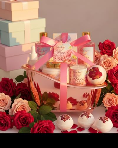 Image of Mothers Day Gifts for Women,Bath Kit Rose Bath and Body Gift, Facial Skin Care Set, Self Care Pampering Kit, Home Spa, Birthday, Mother Day, Bridal Shower, Bath Kit Christmas Gifts for Women