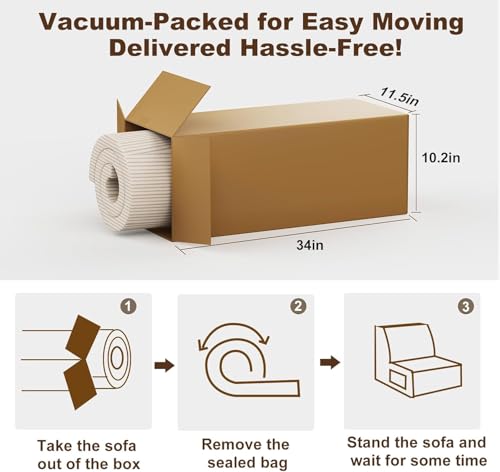 Image of Single Sofa Seat, Memory Foam Couch with Back Support, Mini Sofa, Resistant to Sagging, Suitable for Small Spaces, Living Rooms, Apartments, Dorms, Offices, White