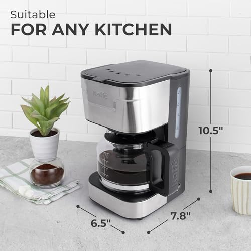 Kaffe Coffee Maker (25oz / 750ml) - Keep Hot Function, Sneak-a-cup & Washable, Removable Basket Filter - Compatible w/Size 2 Filters for Pour Over Coffee - Easy-View Water Tank - Stainless Steel by Kaffè - Image 5