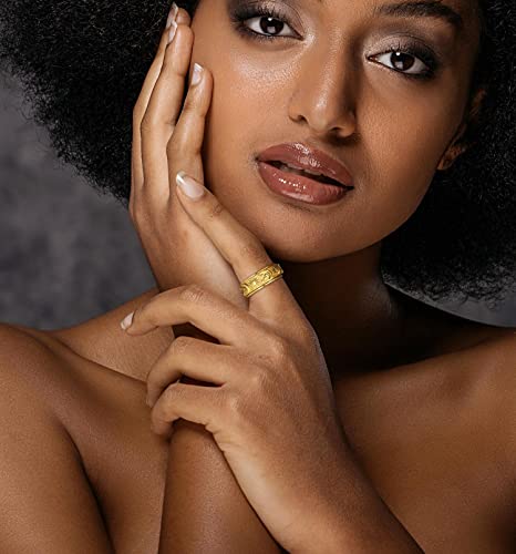 Sun Moon and Star Spinner Fidget Ring for Anxiety for Men Women Stainless Steel Rotating Engagement Wedding Band 8MM4