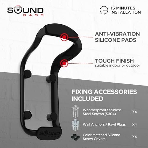 Image of Sound Bass Move Speaker Wall Mount Bracket, Weatherproof, Compatible with Sonos Move & Move 2, Including Mounting Accessories, Black