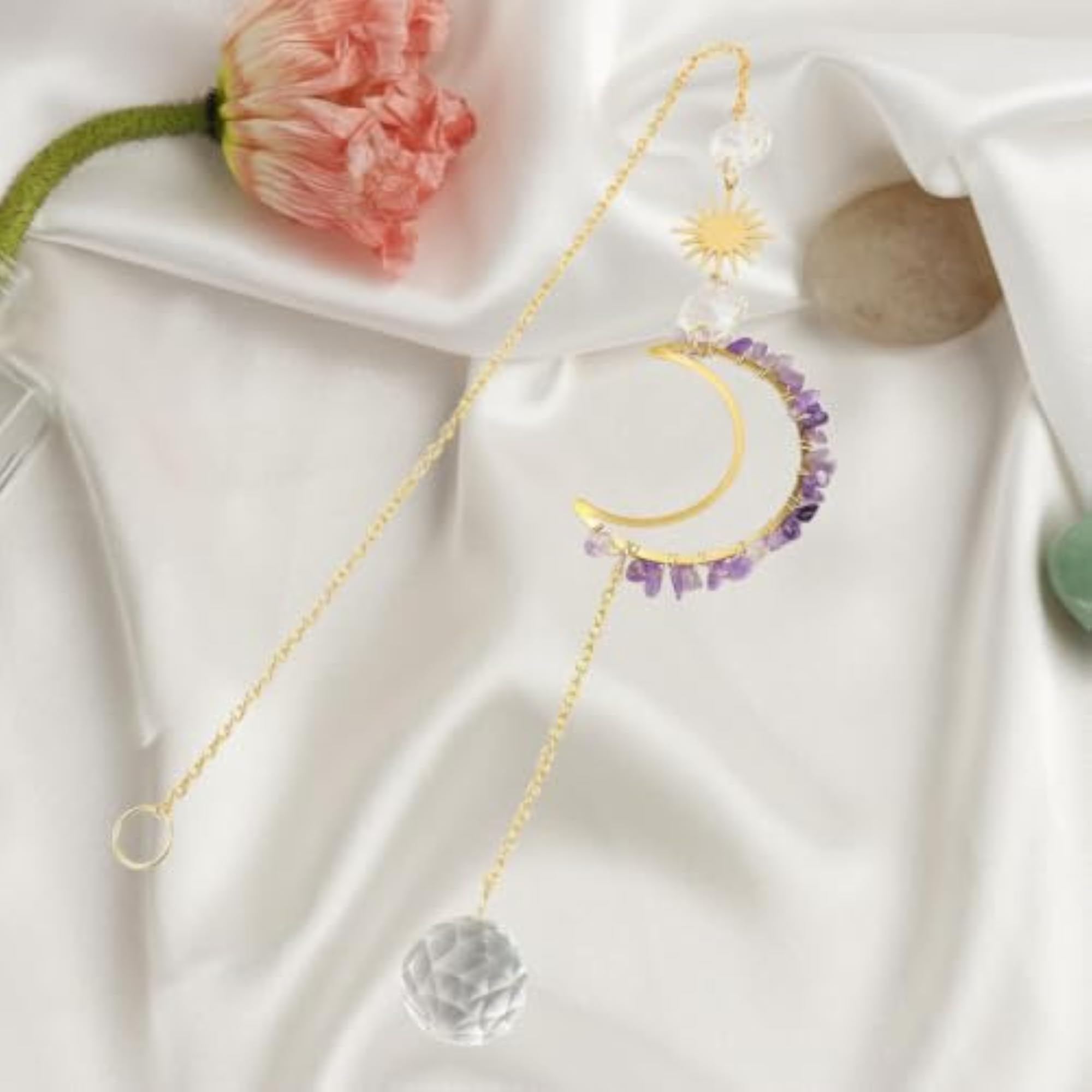 Moon Pendant with Aesthetic Rainbow Effect for Home Decoration