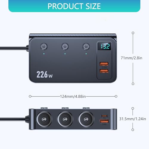Adaptador de carga USB Alksubbm de 226W con salidas CA para evitar baterías vacías 6