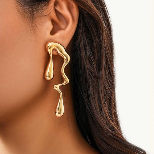 Teardrop Earrings Gold Palated Earrings Large Irregular Geometric Studs Big Lightweight Waterdrop Earrings Jewelry for Women2