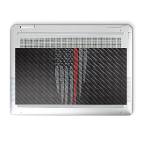 Image of MightySkins Carbon Fiber Skin Compatible with HP Spectre x360 14 inch (2022) Full Wrap Kit - Thin Red Line | Protective, Durable Textured Carbon Fiber Finish | Easy to Apply | Made in The USA