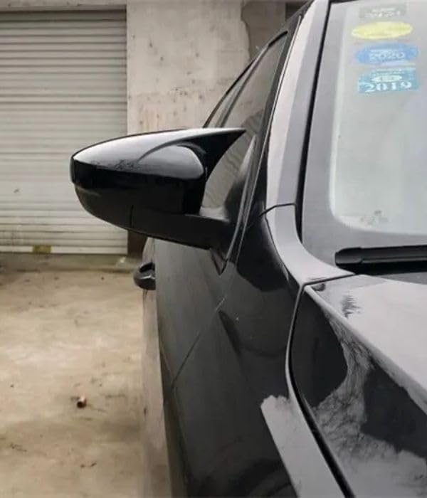 Image of Carmart Mirror Covers wings type compatible for Verna 2023 24 model Black Glossy set of 2(Mirror not included). Fit for mirror with Indicator