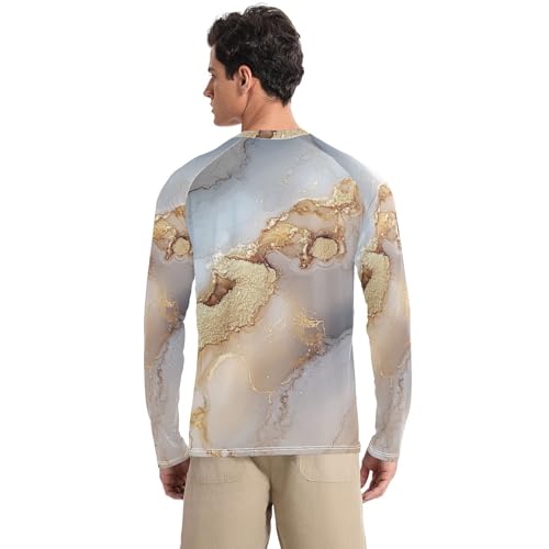Marble Beige Grey Sun Protection SPF Rash Guard Shirt Quick Drying Round Neck UV Sun Protection Hiking2