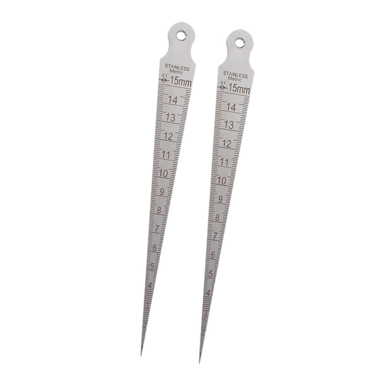 MUSISALY 2pcs Gauge Test Ruler Silver Stainless Steel Welding Gauge Test Taper Gauge Gap Hole Inspection Tool