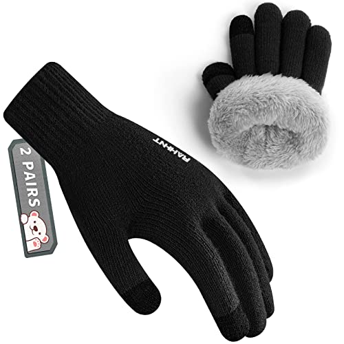 Image of Rahhint Kids Winter Gloves for Boys Girls Children Toddler Thermal Wool Knit Gloves with Insulated Fleece Lining Keep Hand Warm Gift
