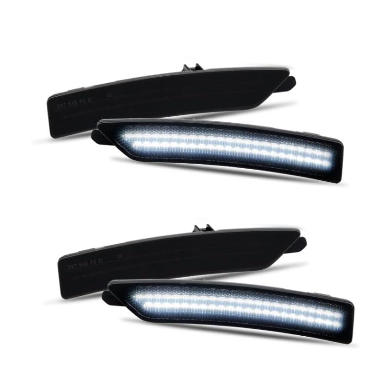 LED Side Marker Lights Front & Rear Bumper Fender White Parking Lamps for 2024-2025 Ford Mustang (S650, Gen7) 2024-up,Smoke Lens, Pack of 4