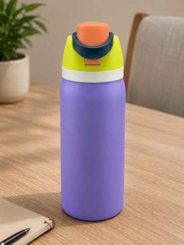 Image of HomeCloud 1200ML Stainless Steel Water Bottle - Double-Wall Vacuum Insulated, Leakproof Straw Lid, BPA-Free Reusable Travel Flask with Two-Way Spout for Gym, Office & Outdoor Use (S Lavender Green)