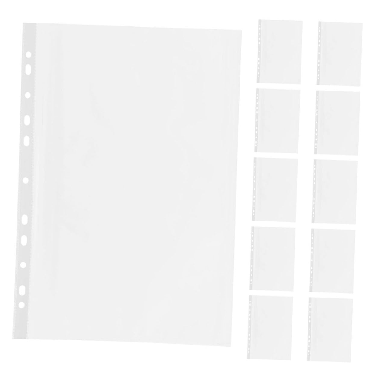 Sewroro 100 Stück Klarsichthüllen mit Löchern Stabile Folien zum Dokumentenschutz Transparente Prospekthüllen für Fotos Rezepte Urkunden Büro und Schule