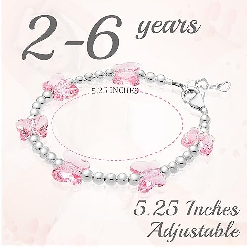 Sterling Silver Charm Bracelets for Girls, Butterfly Bracelets Embellished with 8mm Butterfly European Crystals2