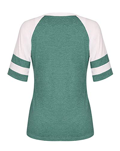 Czzzyl Nursing Tunic For Leggings, Womens Short Sleeve Maternity Breastfeeding Tops Cotton Color Block Breast Feeding Shirt Soft Cozy Pregnant Clothes(Green,Small) #TOP2