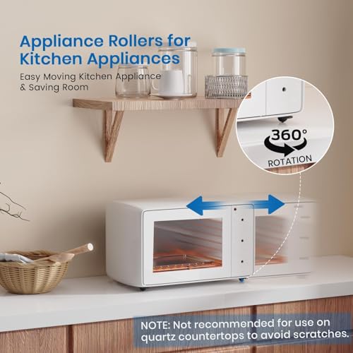 Image of TRVL FIELDER Self Adhesive Caster Wheels, Appliance Rollers Appliance Slider for Kitchen, 360 Swivel Small Casters - Solve Coffee Maker Air Fryer Small Appliances Countertop Sliding (8, Black-Swivel)