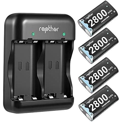 Rapthor Xbox One Controller Battery Pack Rechargeable 4x2800mAh Xbox Series X Controller Battery Charger Set, Quick Charge for Xbox One S/Xbox One X/Xbox One Elite/Xbox Series S/X Wireless Controller Cover
