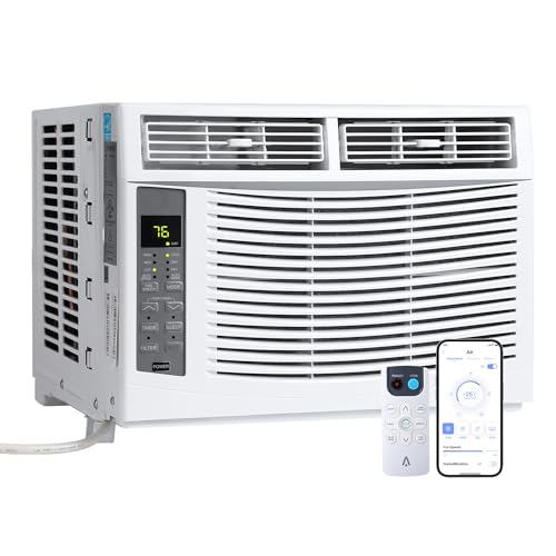 6000 BTU Window Air Conditioner with WiFi, Cools up to 250 Sq. Ft., Energy Saving Window AC Unit with Remote & App Control & Timer Function & Easy Ins