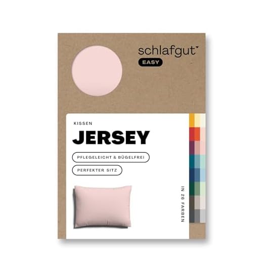schlafgut Easy Mako-Jersey Kissenbezug 40x60 cm Purple Light (Rosa) – 100% Baumwolle Kopfkissenbezug Bügelfrei mit Ton-in-Ton Reißverschluss – Made in Green by Oeko-TEX