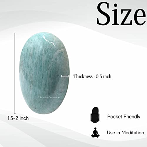 Image of Amazing Gemstone Amazonite Crystals and Healing Stones - Large Palm Stone Crystals Piedra - Crystal for Good Luck, Balanced Positive Energy, Meditation - Unique Stocking Stuffers, Gifts for Women, Men