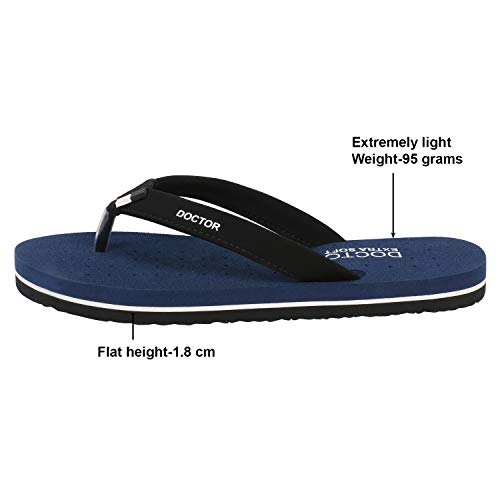 Image of DOCTOR EXTRA SOFT Flat Slipper for Women's - Orthopaedic and Diabetic Super Comfort Ortho Care Pregnancy Flip-Flop and House Slipper for Ladies and Girl's D-19 Navy - 10 UK