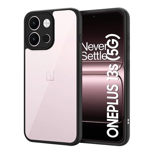 Image of CEDO Backcover for OnePlus 13s (5G) | Camera Protection Bump Shockproof Edge | Ultra Hybrid Transparent Acrylic Clear TPU+PC Hard Backcase Cover (Black)