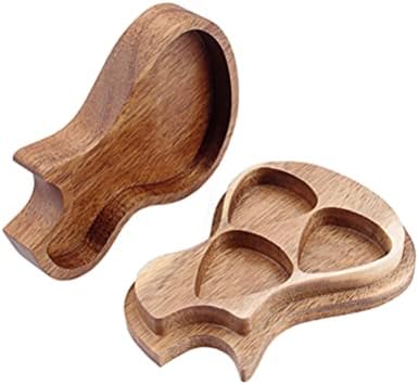 Wooden Guitar Picks Case Holder: Guitar Pick Storage Box Ukulele Bass Picks Container for Guitarist Music Lovers Gifts
