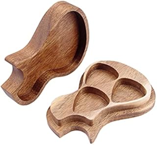 Wooden Guitar Picks Case Holder: Guitar Pick Storage Box Ukulele Bass Picks Container for Guitarist Music Lovers Gifts