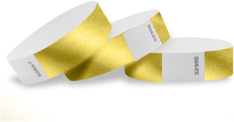WristcoDeep Metallic Gold 3/4" Tyvek Wristbands - 200 Pack Paper Wristbands For Events