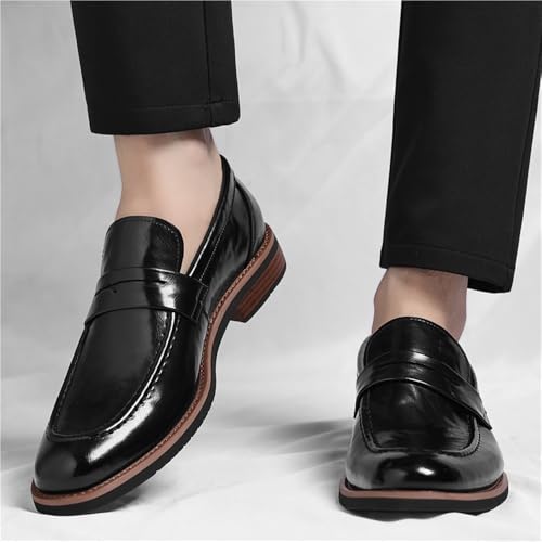 Men's British Style Slip On Loafers Wide Width Comfortable Casual Leather Shoes Fashion Trendy All Season Breathable Oxfords3