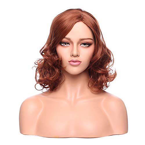 S-noilite Short Synthetic Wigs Curly Fluffy Hair Curly Wavy Spiky Wig with Bang for Boys Girls Heat Resistant Cosplay Wig for Halloween Christmas Party Anime Costume 16"(Caramel Brown)