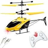 KIDZYMON® RC Helicopter with Hand Gravity Sensor, Flying Remote Control Helicopter Toy, Chargeble, 3D Light & Safety Sensor for Kids Age 4+ Years I Pack of 1 (Yellow)