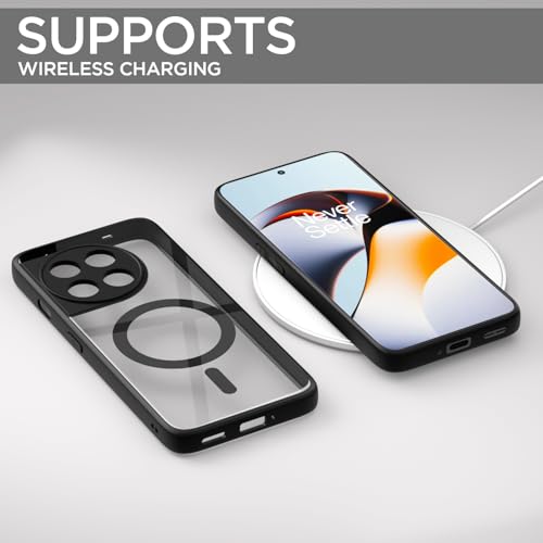 Image of Outlouders Back Cover for OnePlus 11R 5G Compatible with Mag-Safe | Shockproof Design | Hard Transparent Back Case (Black Mag-Safe)