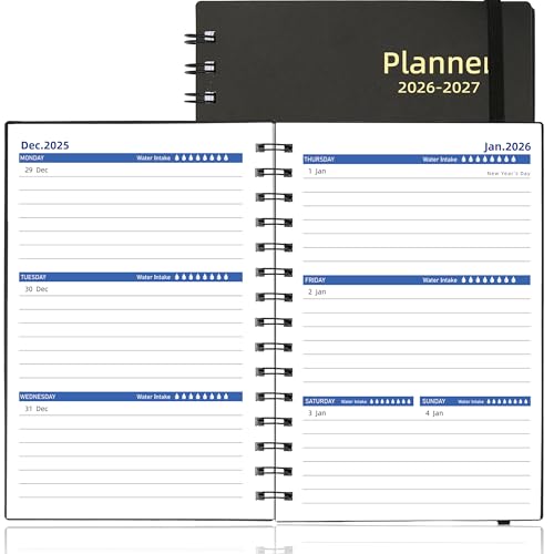 Daily Planner 2026-2027 2026 Planner Weekly and Monthly Jan 2026-Jun 2027 18 Month Agenda Planner with Tabs Sticker A5 Size Black