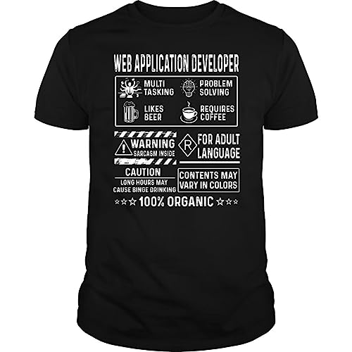 Web Application Developer Multitasking Problem Solving Job Title - Unisex Tee Black